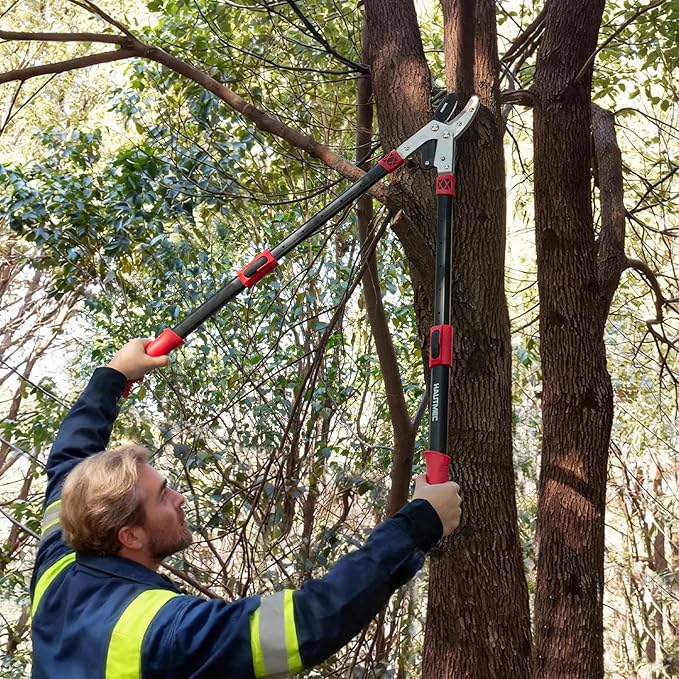 HAUTMEC Anvil Loppers for Tree Trimming Heavy Duty, Extendable 27-37'' Garden Loppers with Compound Action System, 2" Cutting Capacity, Labor-Saving Tree Trimmer for Yard, Lawn Branch Cutter