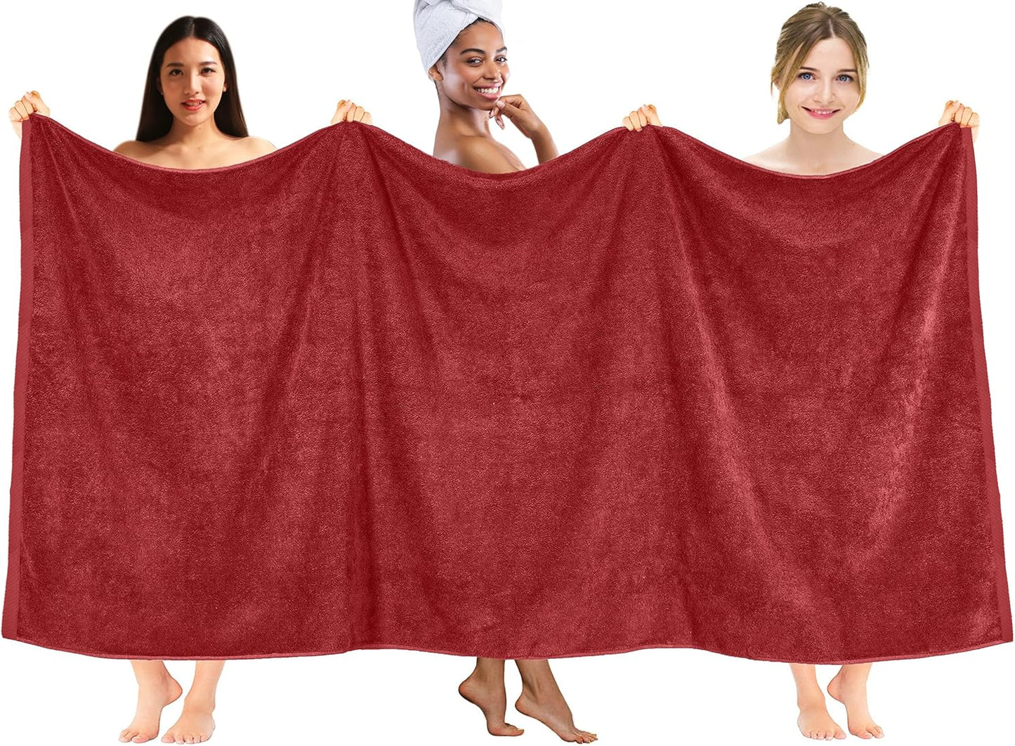 DAN RIVER Pack of 1 Bath Sheet 40x80 Inches, Luxury Large Towels Oversized for Bathroom, Absorbent Plush Towels - Red