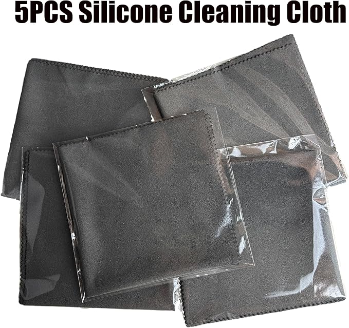 Silicone Gun Cleaning Cloth Set, 12 x 12 inch, 5-Pack, Gray, Lint-Free for Firearms and Tools