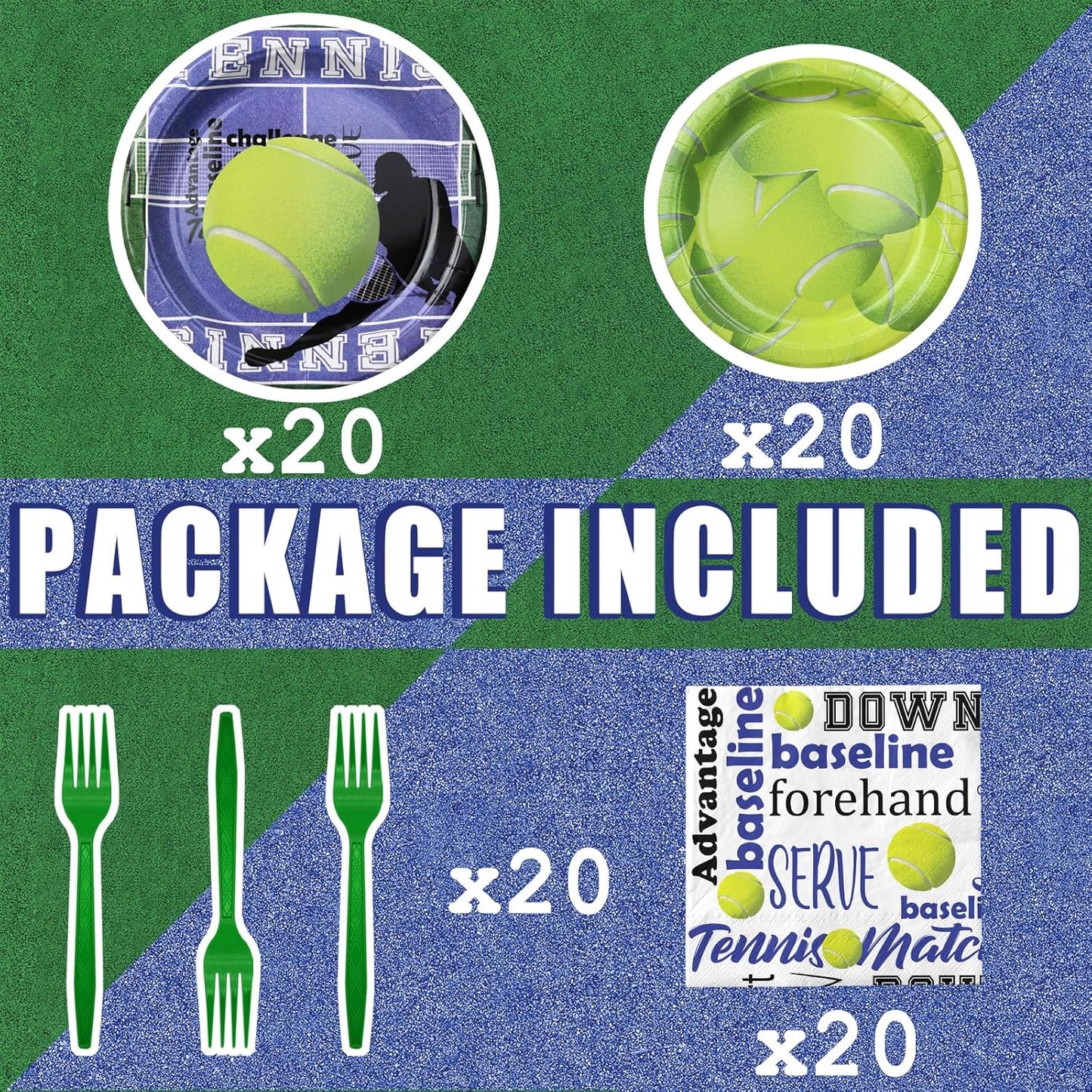 Tennis Party Decorations Set - Fun Tennis Party Plates, Napkins, and Forks for an Exciting Celebration - Disposable Tennis Party Supplies for Birthdays and Events