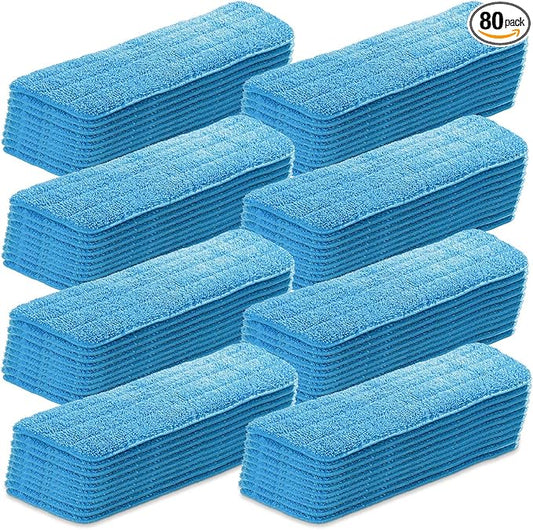 80 Pack Microfiber Mop Pads Machine Washable Cleaning Flat Mop Head Replacement Reusable Household Pads for Hardwood and Hard Surface Floor Cleaning and Scrubbing