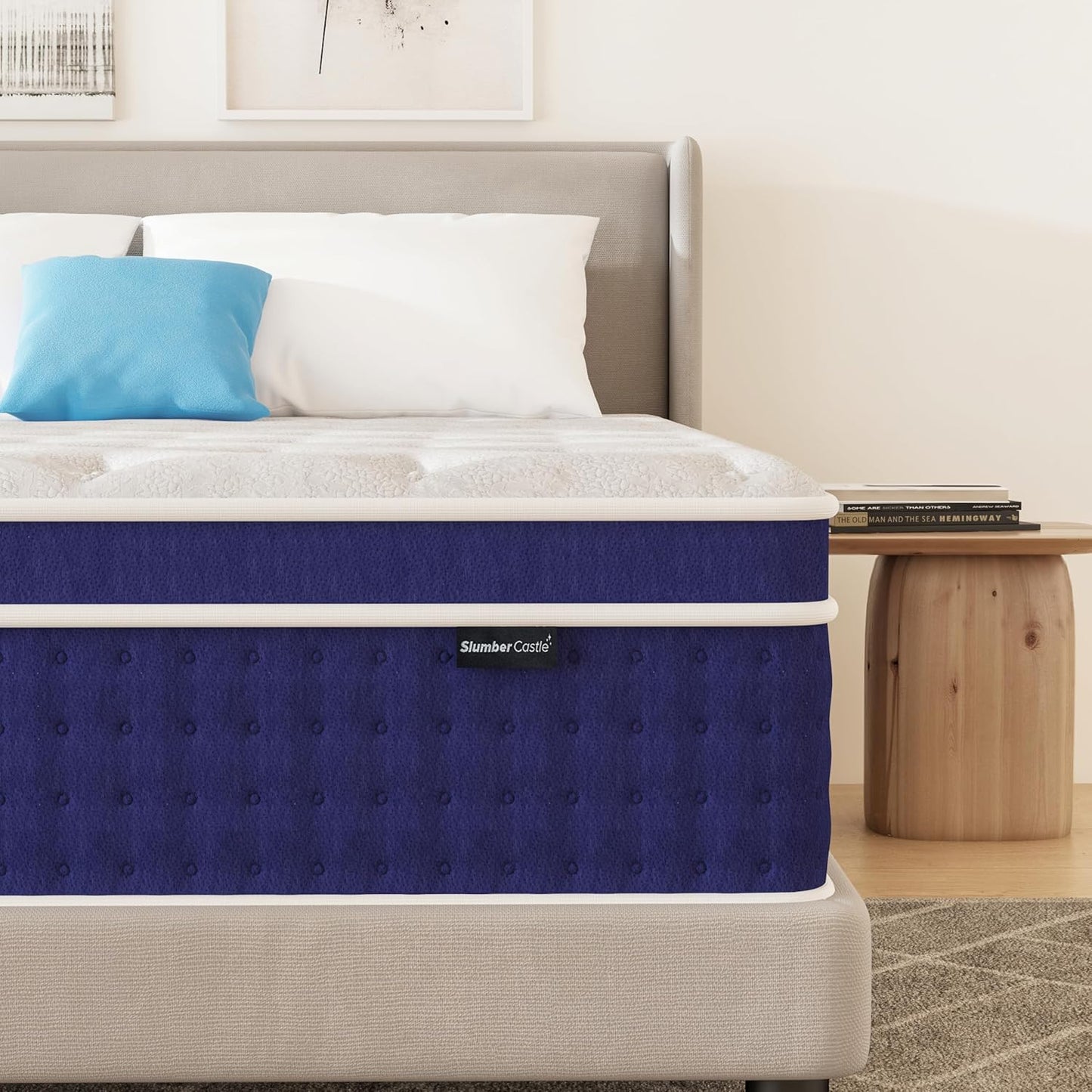 14 Inch King Size Mattress, King Mattress in a Box, Memory Foam Hybrid Mattresses with Individual Pocket Spring, Innerspring King Mattresses, Medium Firm Feel, CertiPUR-US Certified