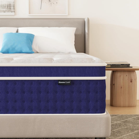 14 Inch King Size Mattress, King Mattress in a Box, Memory Foam Hybrid Mattresses with Individual Pocket Spring, Innerspring King Mattresses, Medium Firm Feel, CertiPUR-US Certified