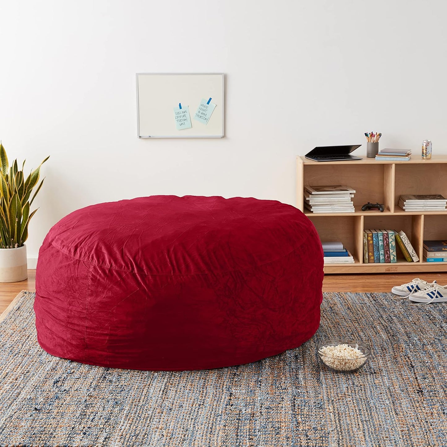Sofa Sack Bean Bag Chair Cover Only, for Adults and Kids, Without Filling Comfy Fluffy Round or Oval Beanbag Chair Cover Replacement, Lazy Sofa Cover for Reading Chair or Floor Chair, 6-Feet, Cinnabar