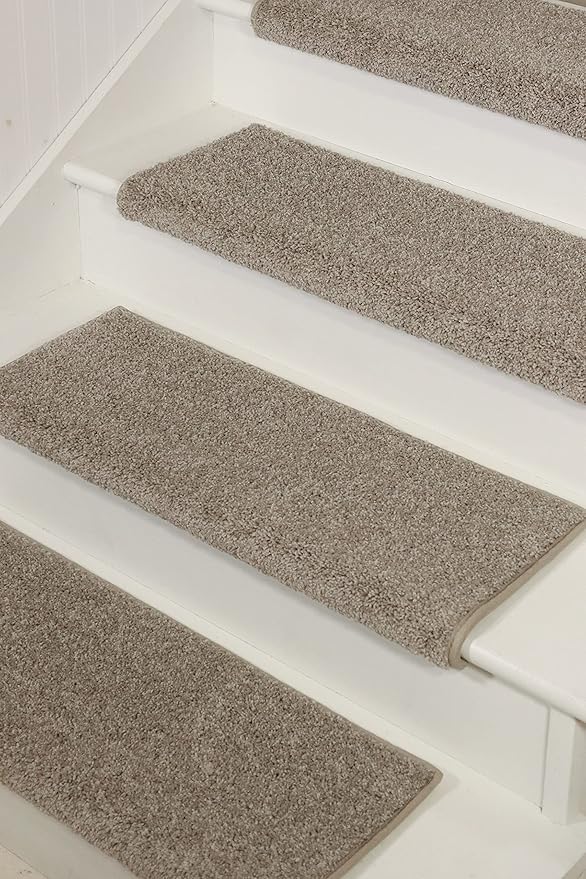 Oak Valley Designs™ Rounded Bullnose Carpet Stair Treads - Anti Slip Indoor Stair Mats for Wooden Stairs, Style: Stoney Brook, Castle 35" W X 9.75" D (Set of 14)