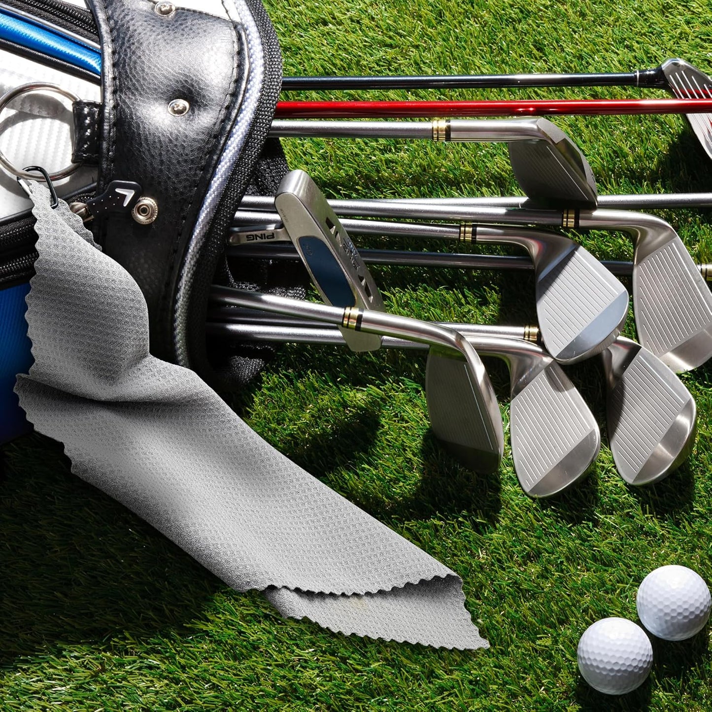 6 Pcs Golf Bag Towels,16" X 16",Microfiber Waffle Pattern for Golf Bags Towel for Men Women,Fishing Essentials Gifts with Carabiner Clip,Dish Cloth,Kitchen Clean Towels