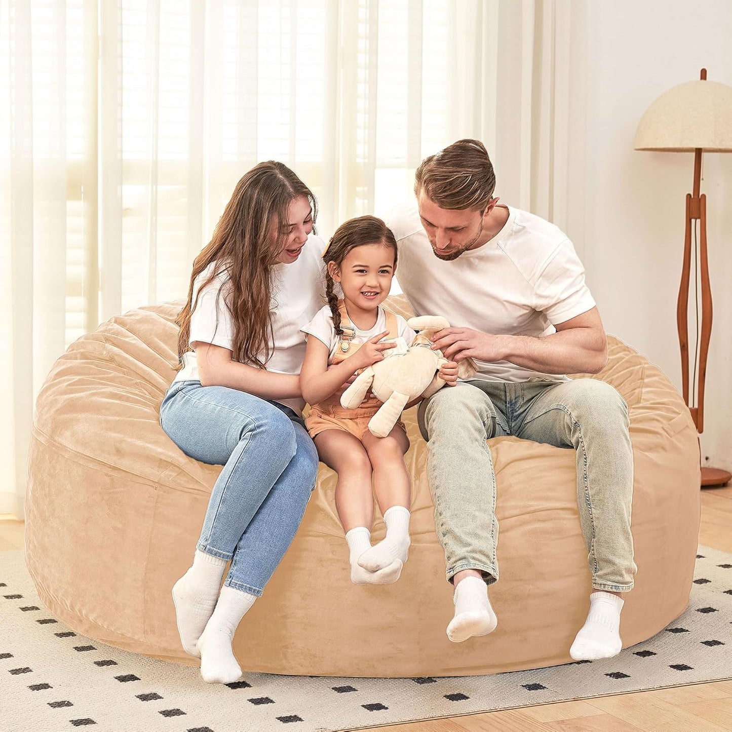 HABUTWAY Bean Bag Chair: Giant 6' Memory Foam Furniture Bean Bag Chair with Microfiber Cover - 6Ft,Khaki