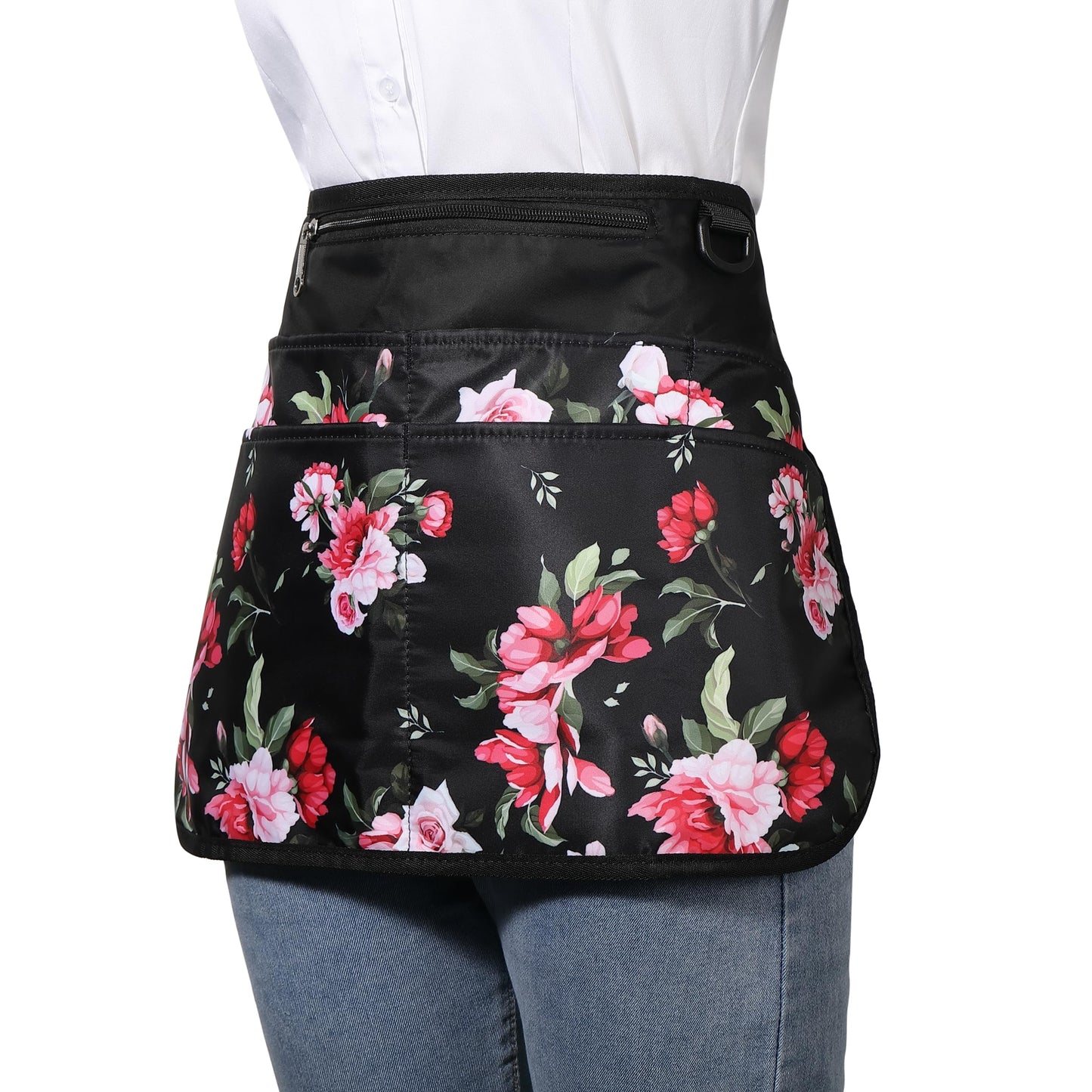 Bafelia Barber Apron with 6 Pockets, Waterproof and Bleach-proof Hair Stylist Apron for Men Women,Hairdresser Apron for Cosmetology (Peony)