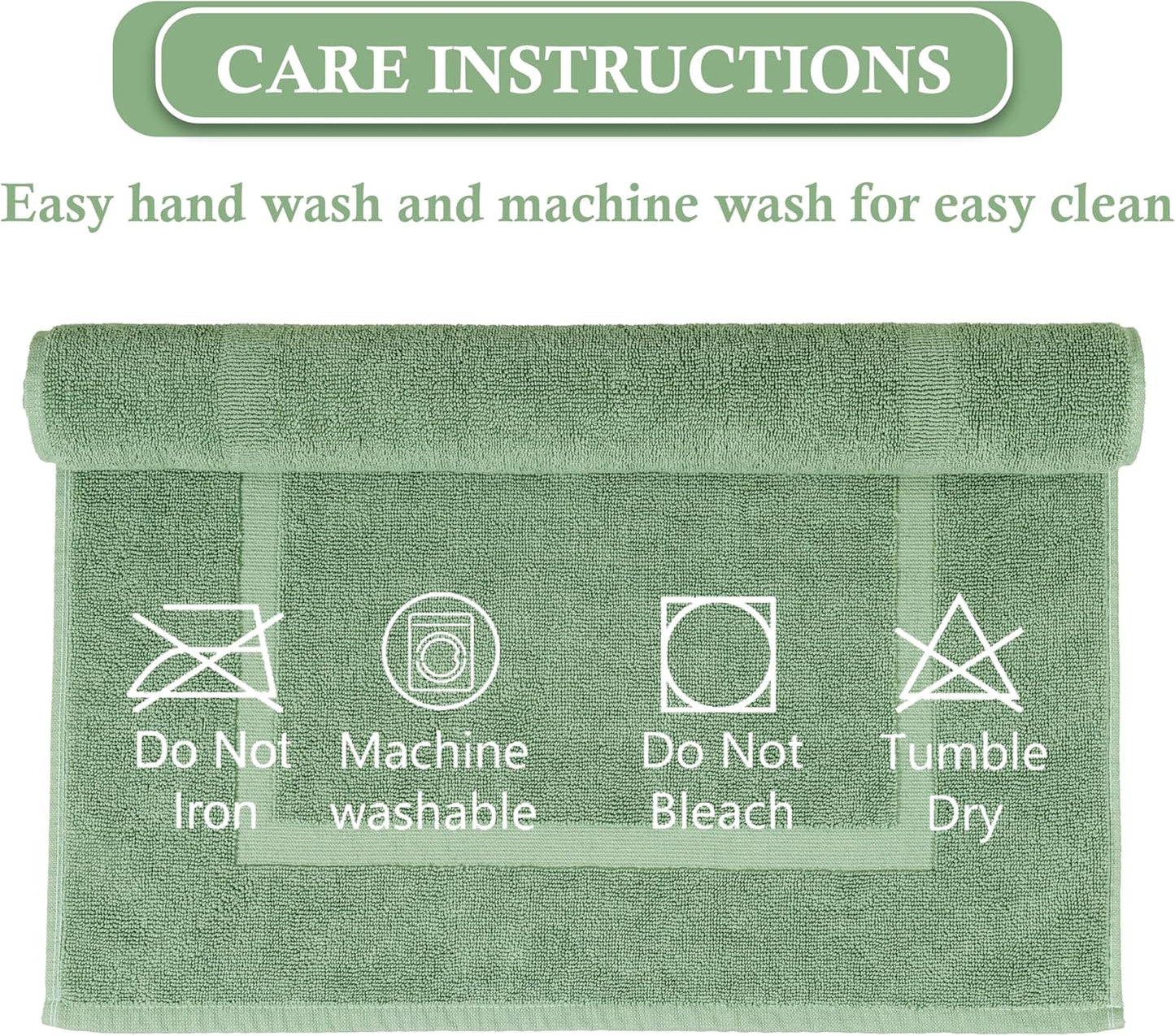 HILLFAIR-900 GSM-100% Ringspun Cotton Floor Towels mat- Hotel-Spa Tub-Shower Bathroom Floor mat Towels- 21 x 34 Inch - Terry Cotton Bath Mats, Machine Washable, Absorbent- 2 Peice Towel Set- Sage