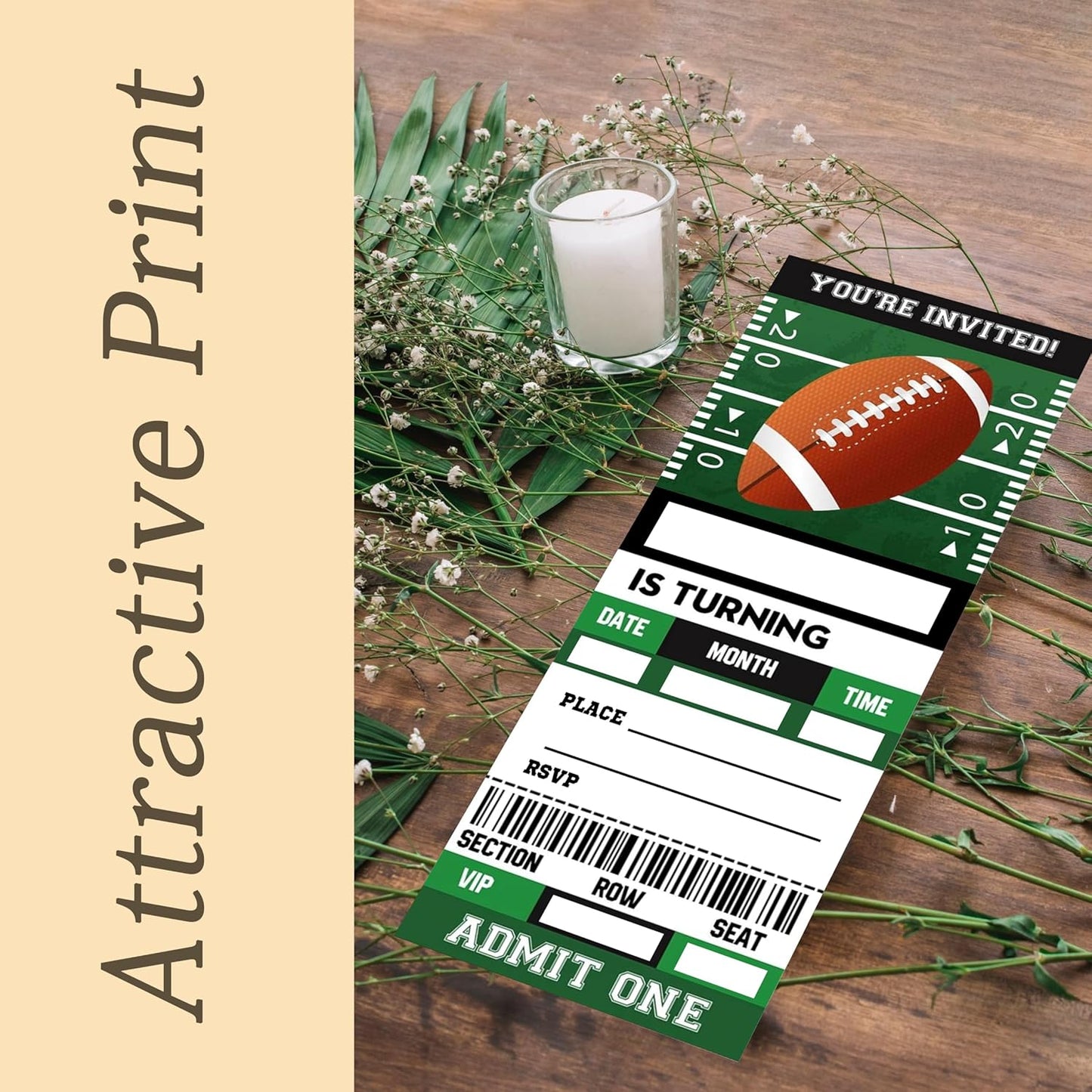Football Game Ticket Invite Cards-Football Birthday Invitation with Envelopes for Teens kids Adults-Sports Birthday Cards-Party Favor & Supplies (20 Packs)-A17