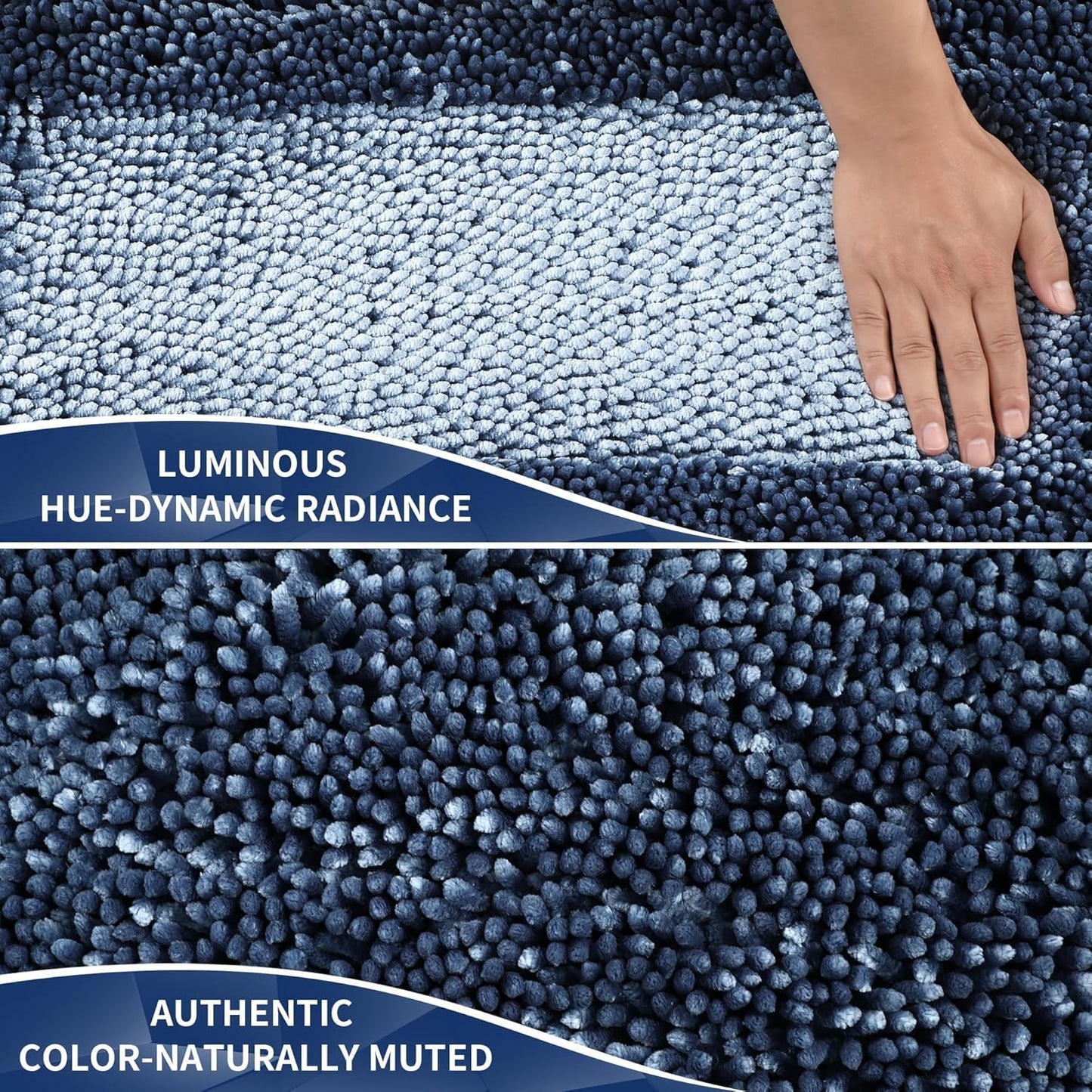 Yimobra Large Bathroom Rug Non Slip 36x24 Inch, Extra Thick Soft Absorbent Chenille Bath Mat, Machine Washable Bath Rugs for Bathroom Floor, Tub and Shower, Home Decor Accessories, Light Blue