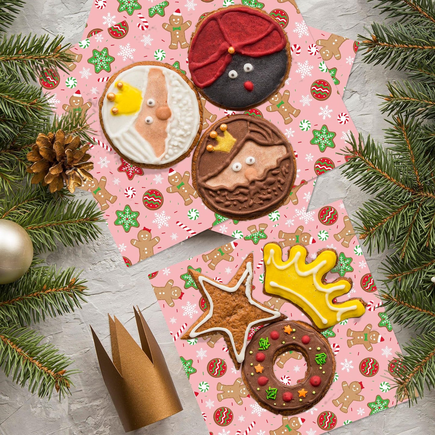 JarThenaAMCS 150Pcs Christmas Wax Paper Pink Gingerbread Man Snowflake Deli Paper Tissue Xmas Winter Sandwich Wrap Paper Oil-Proof Picnic Liners for Party Kitchen Supplies