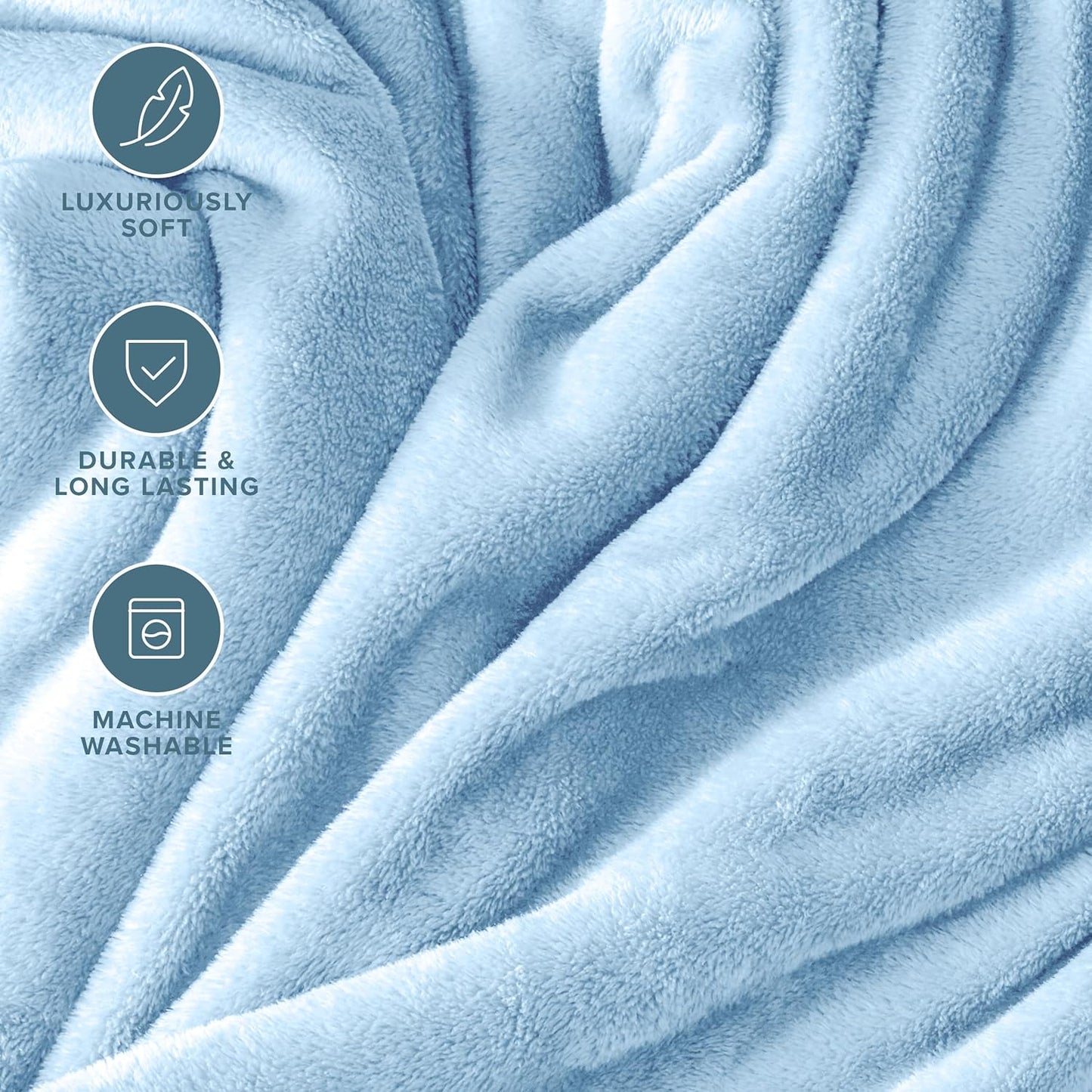 Bare Home Fleece Blanket - Twin/Twin Extra Long - Ultra-Soft Lightweight for Bed, Sofa, and Couch - Luxury Microplush - Cozy Warm Blanket (Twin/Twin XL, Light Blue)