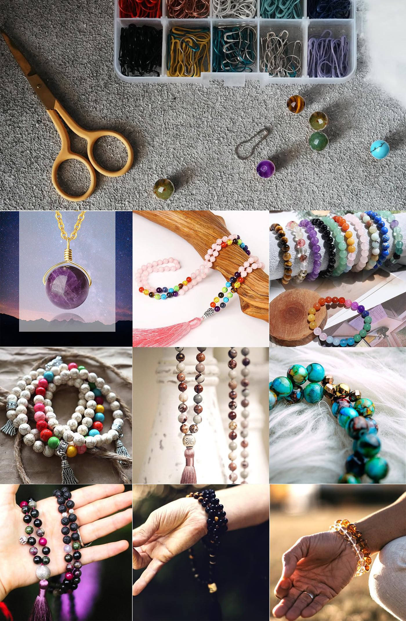 QINJIEJIE 60PCS Amethyst Beads 8mm Natural Stone Beads Round Loose Gemstone Bead for Bracelet Beading Purple Crystal Jewelry Making DIY Necklace Earrings 0.32" Stocking Stuffers