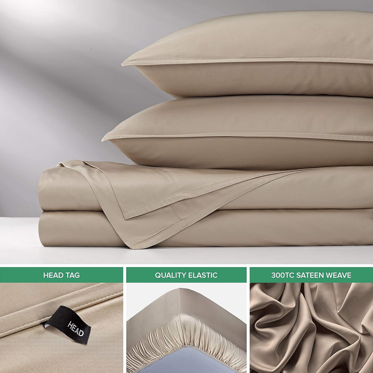 King Sheets by Pure Bamboo, Genuine 100% Organic Viscose Derived from Bamboo Bed Sheet Set, Luxuriously Soft & Cooling, Double Stitching, Lifetime Quality Promise (King, Sand)