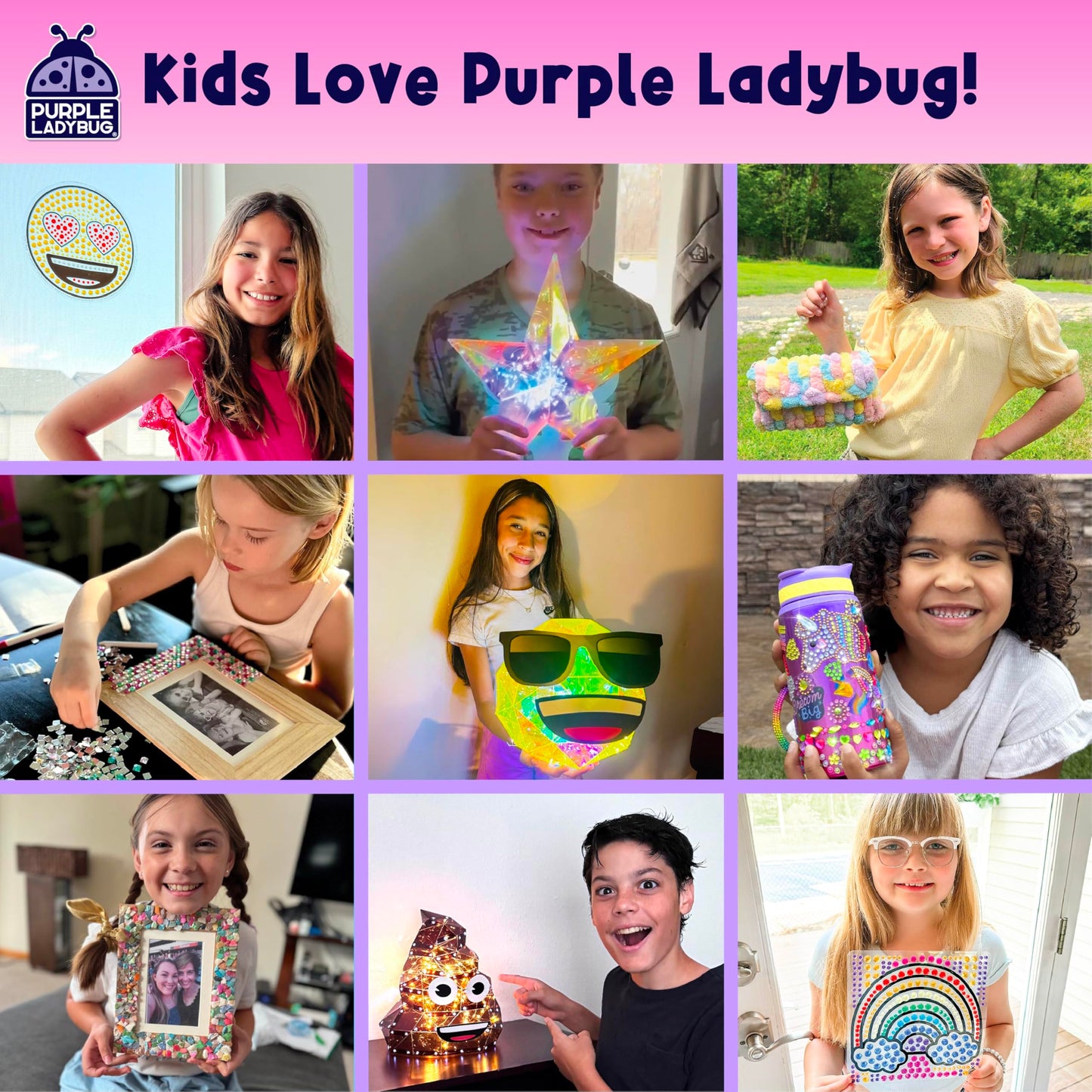 PURPLE LADYBUG Yarn Headbands for Girls - Great 5 Year Old Girl Gifts, Fun 7 Year Old Girl Birthday Gifts Idea, Girls Hair Accessories, Arts and Crafts for Kids Ages 6-8, Make Your Own Kids Headbands