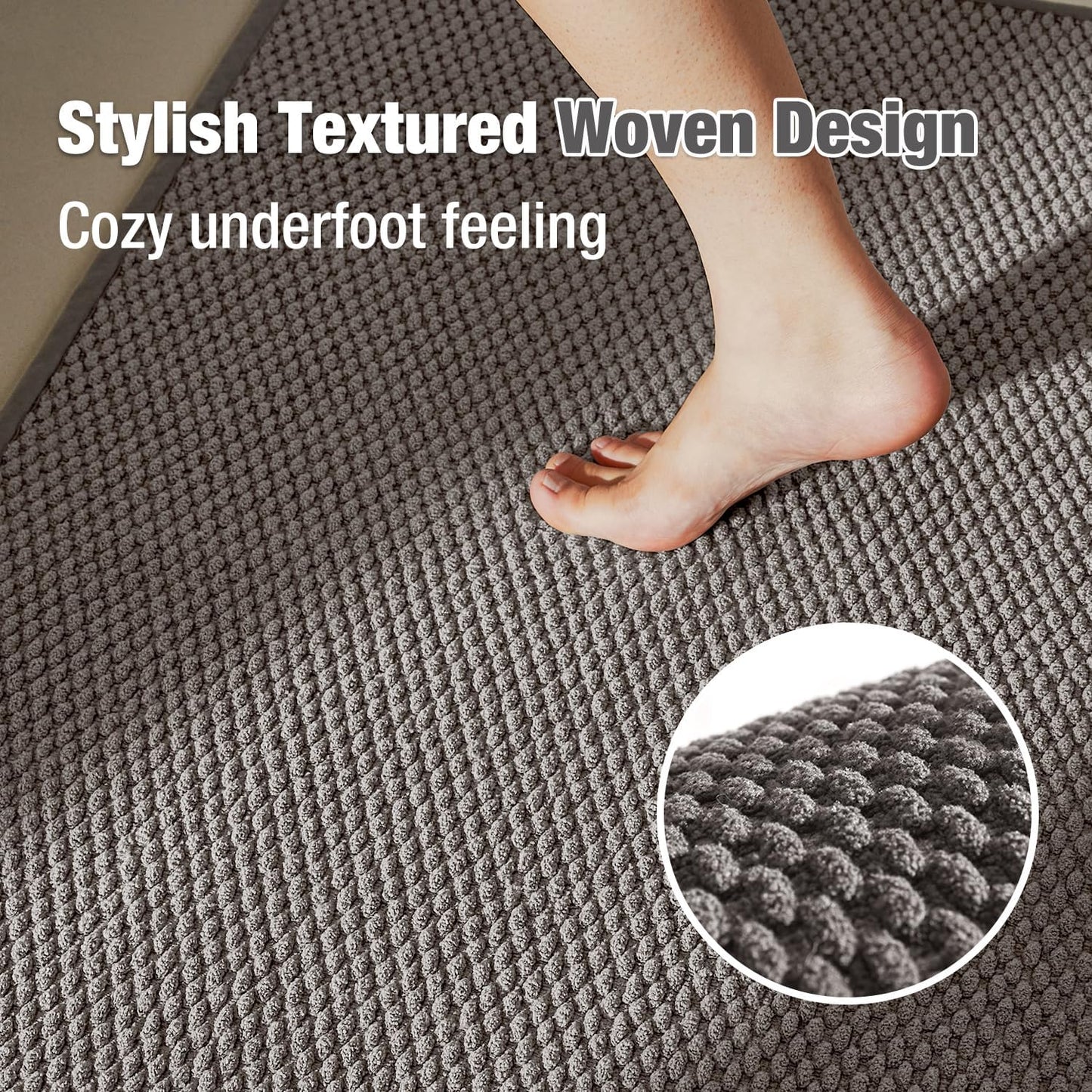 Bathroom Rugs Non Slip Washable, Super Absorbent Thin Bath Mat Small Quick Dry Low Pile Bathroom Rug, Light Grey 20"x30"