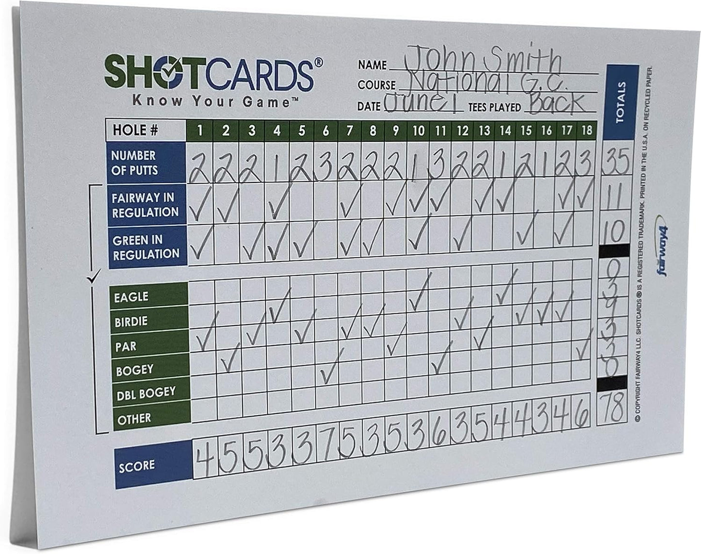 SHOTCARDS Standard Edition (Blue/Green) - Golf Shot and Stat Tracking Scorecards - Pinpoint Weaknesses and Improve Your Game - Training Aid - Detailed Score Tracking