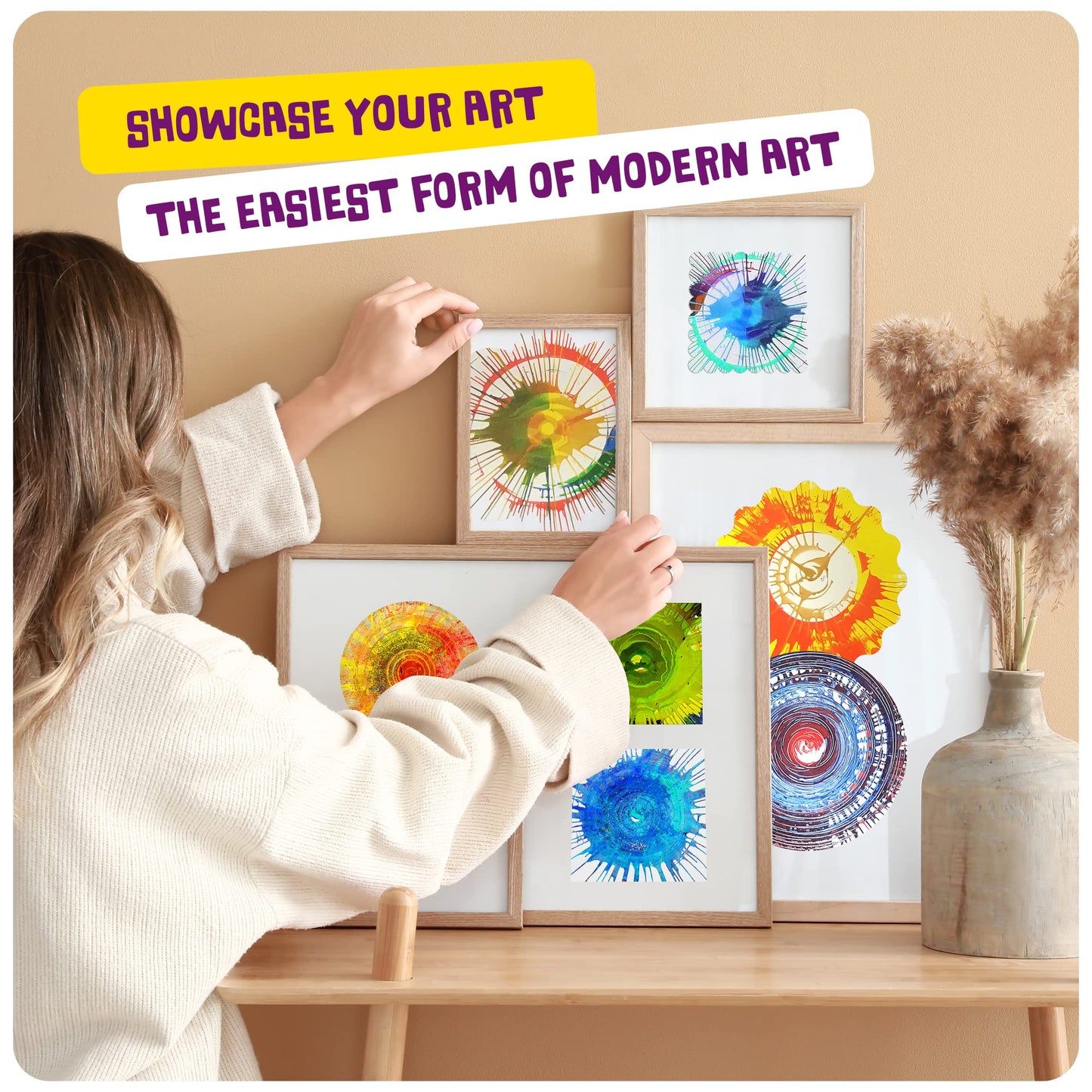 Dan&Darci Paint Vortex Spin Art Machine - Kids Art Kit for Boys & Girls Ages 6+, Motorized Spinner with Splash Guard, Metallic Paints & 20 Artboards - Birthday Gifts for Girls - Craft Kit