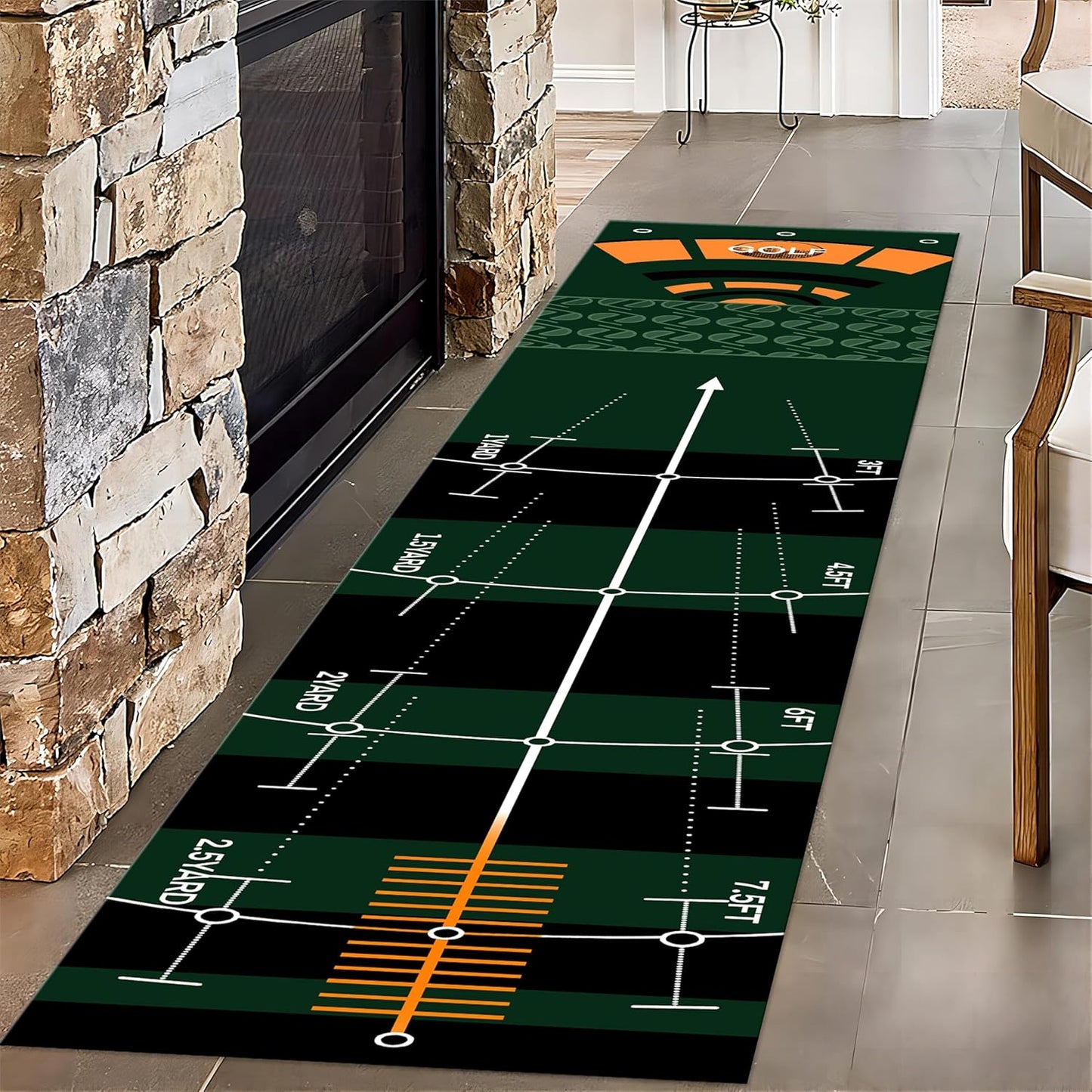 Sports Golf Runner for Entryway, 3.3x7ft, Golf Course Bedroom Rug, Cozy Soft Home Decor Absorbent Kids Carpet, Foldable Washable Breathable Anti-Slip Rug for Front Door Dining Room