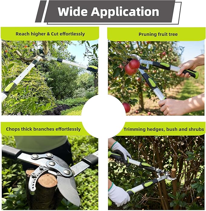Loppers for Tree Trimming Heavy Duty Branch Cutter with Compound Action, Effortless Tree Pruner Extendable 21-26" Loppers for Gardening, Long Handle Pruning Shears with 1.6" Clean Cut Capacity