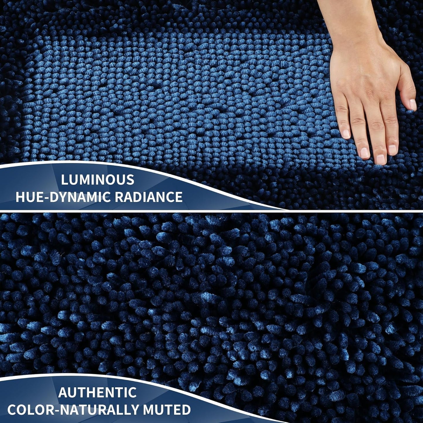 Yimobra Large Bathroom Rug Non Slip 36x24 Inch, Extra Thick Soft Absorbent Chenille Bath Mat, Machine Washable Quick Dry Bath Rugs for Bathroom Floor, Tub and Shower, Home Decor Accessories, Navy Blue