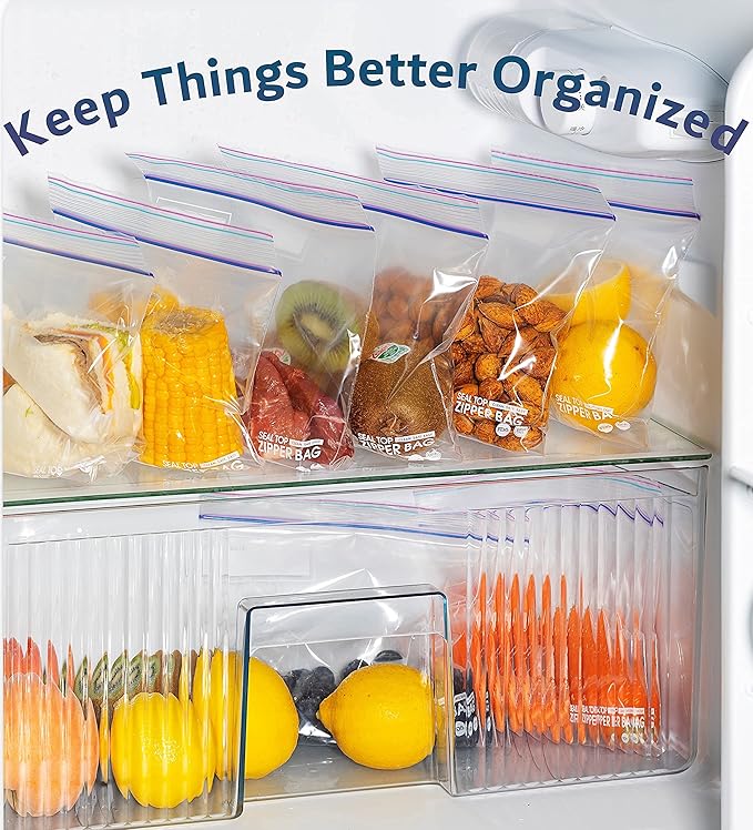 24/7 Bags- Sandwich Zip Storage Bags, 600 Count, Single Zipper Seal, Easy Grip Open Tabs, Write-On Space, BPA-Free & Heavy Duty, Microwave Safe, Non-StandUp