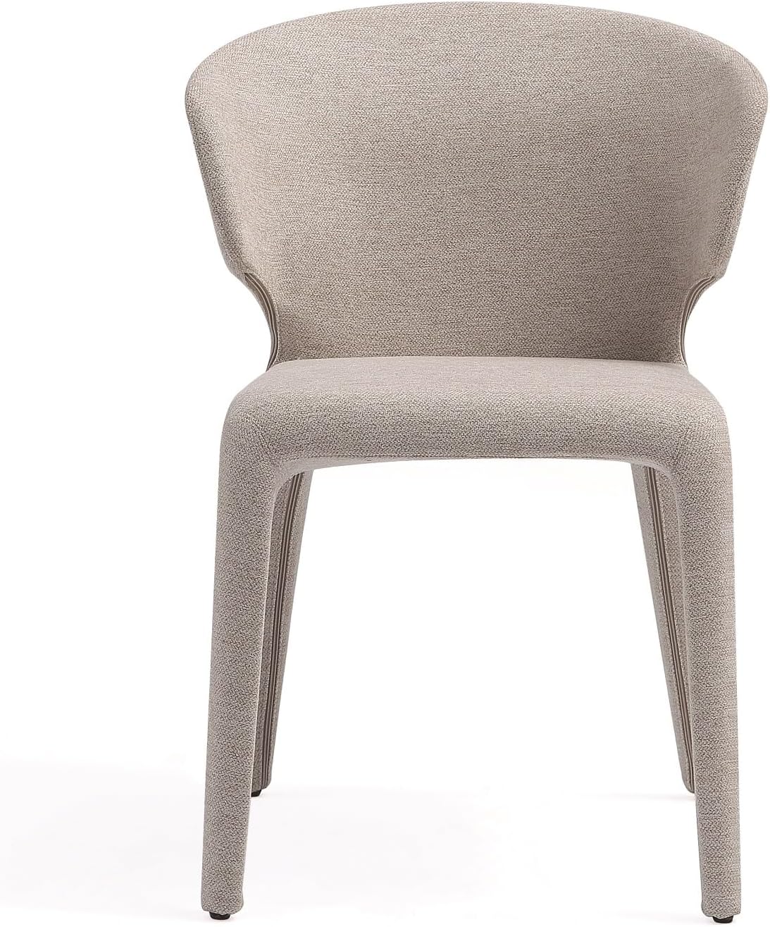 Manhattan Comfort Conrad Mid Century Modern Dining Chairs Woven Tweed Upholstered Kitchen Furniture with Contoured Back, Foam Padding & Metal Legs, Set of 4, Wheat