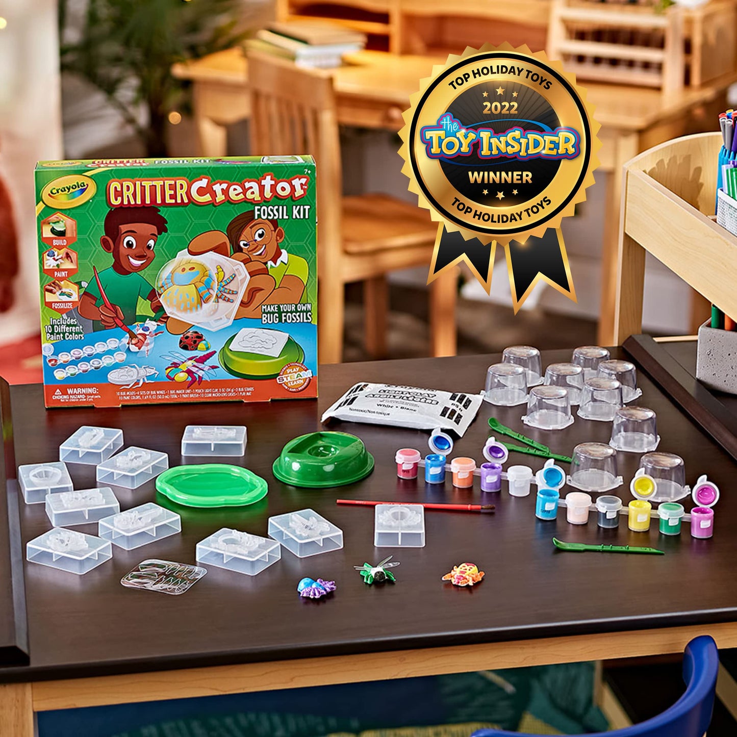 Crayola Metallic Clay Art Kit with Paints, Fossil Molds, Gift for Kids, Ages 7, 8, 9, 10