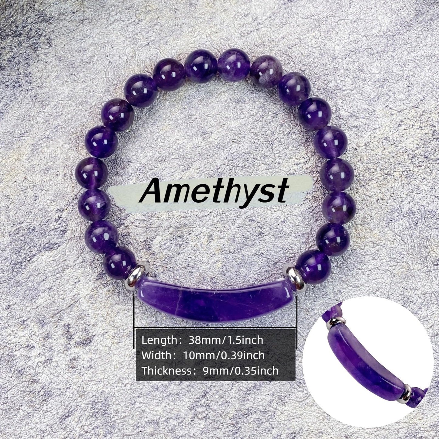 EDEN'S CALL 8mm Healing Crystal Beads Stretch Bracelet Handmade Good Luck Energy Chakra Stone Beaded Bangle, Amethyst