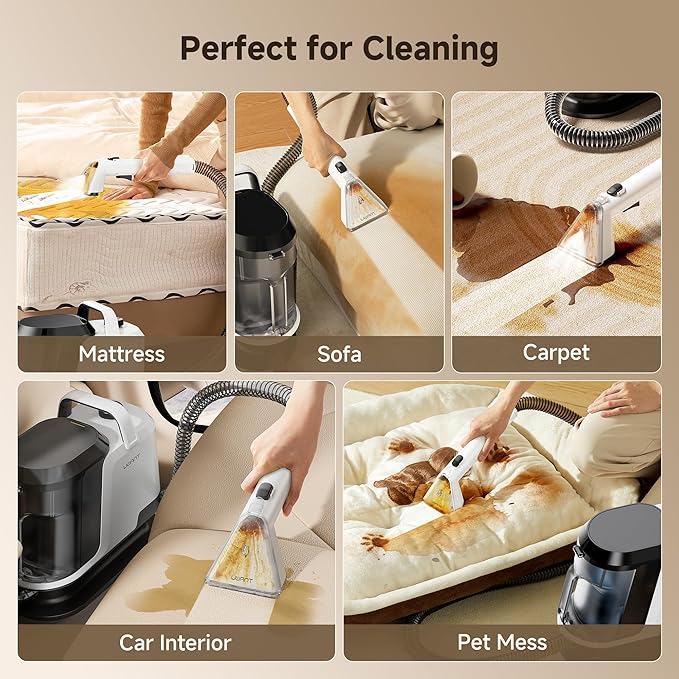 uwant Portable Carpet Cleaner 18Kpa Powerful Suction Upholstery Cleaner Machine for Pet, Spot Cleaner with Specialty Tools for Car, Couch, Rug, Sofa, Furniture (Motor 18Kpa)