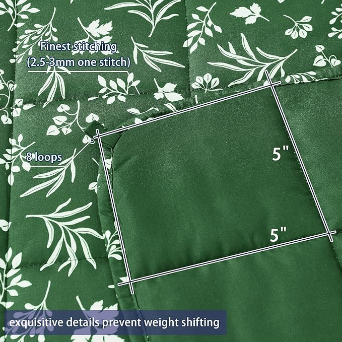 yescool Weighted Blanket for Adults (20 lbs, 48" x 72", Forest) Cooling Heavy Blanket for Sleeping Perfect for 140-160 lbs, Twin Size Breathable Blanket with Premium Glass Bead, Machine Washable