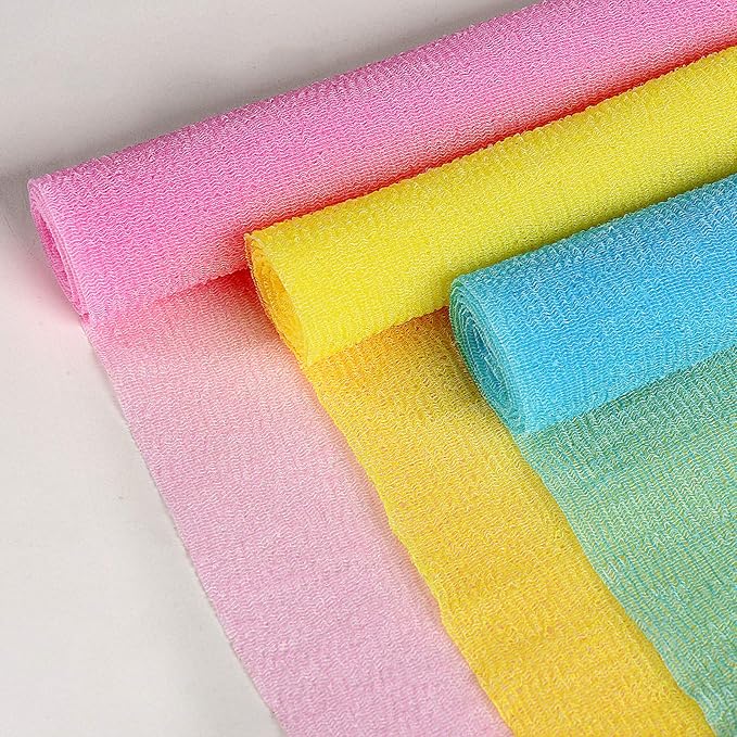 ARCH&M Japanese Beauty Skin Cloth (3 Pack) | Exfoliating Towel & Korean Body Scrubber for a Spa-Like Experience at Home (Navy-Blue x 3)