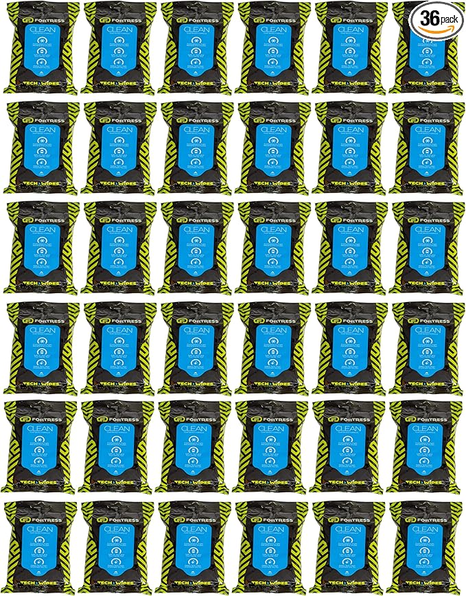 Fortress Electronic Wipes (25 ct, Pack of 36) To-Go Tech Wipes for Screens, Phones, Keyboards, TV Monitors, Computer Screens, and More [Travel Size] Skin-Safe