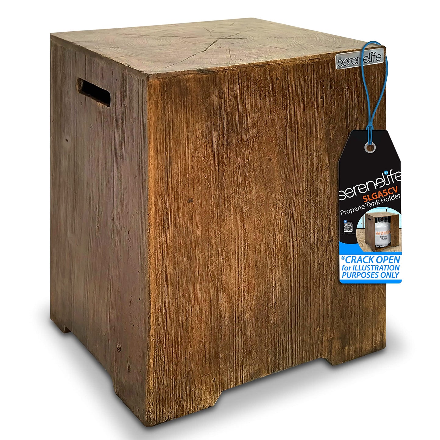 Outdoor Propane Gas Tank Holder - Wood-grain Propane Tank Holder - Holds 20 Lbs. Clean Burning Propane Gas Tank - Works with SLCNX76 and SLFPLG9 Outdoor Propane Fire Pit Table - SereneLife SLGASCV