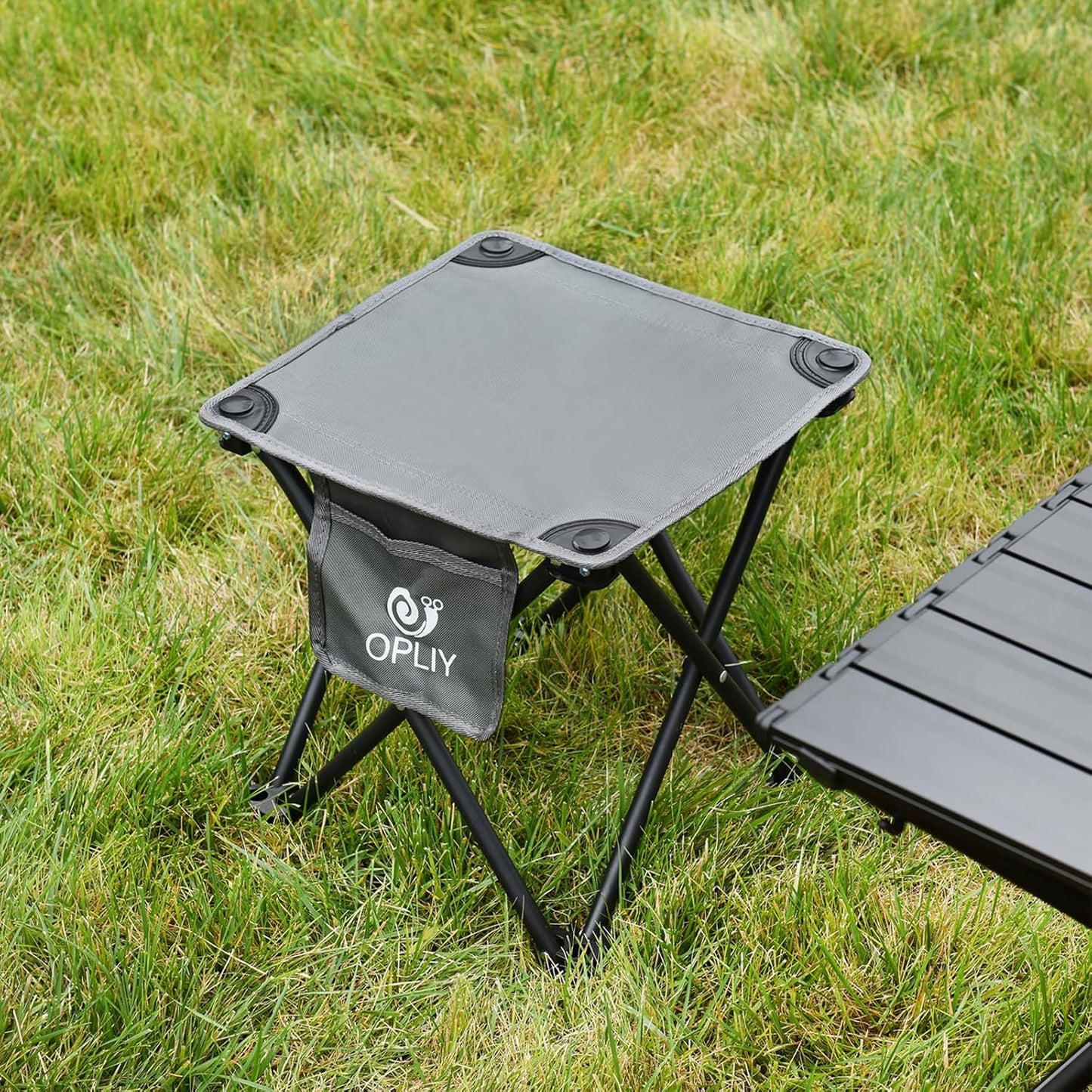 Opliy Camping Stool, Folding Small Chair Portable Camp Stool for Camping Fishing Hiking Gardening and Beach, Camping Seat with Carry Bag (Gray)