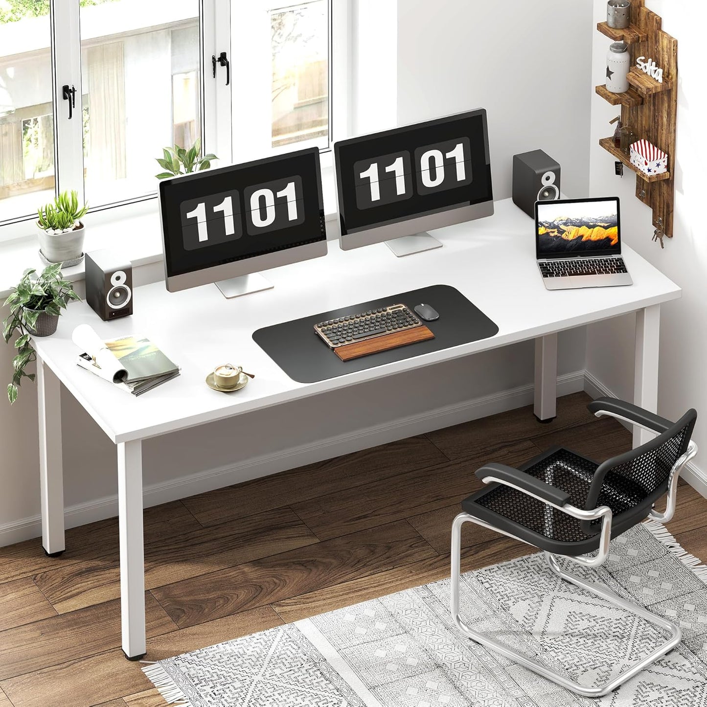 Need 63 Inch Large Computer Desk - Modern Simple Style Home Office Desk Gaming Desk, Basic Writing Table for Study Student, White Desk