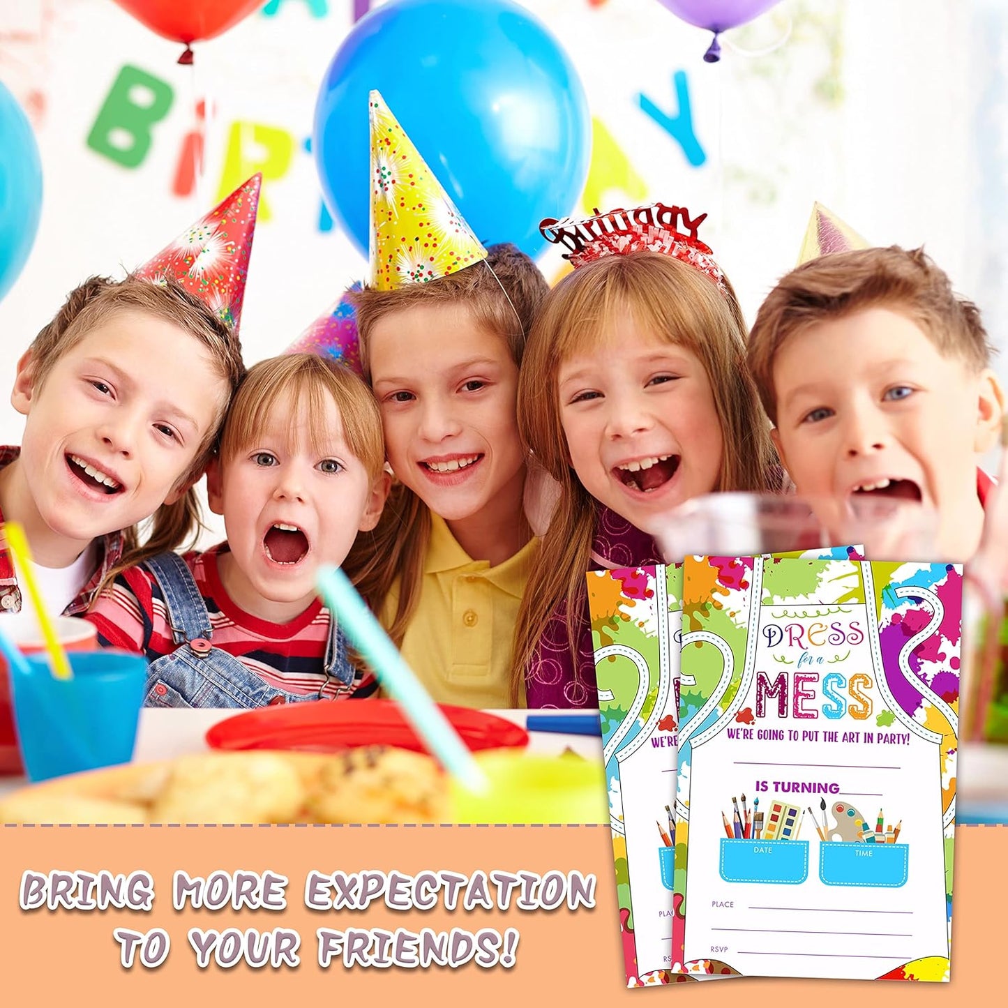 Art Birthday Party Invitations, 20-Count Painting Birthday Party Invites With Envelopes-HBYQK-B57