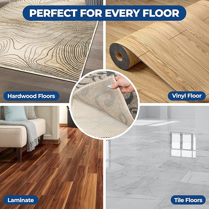Superior Rio Reversible Rug Pad, Non-Slip, Non-Skid, Thick Mesh Design, Floor Protector, Padding, Furniture Gripper Mat, Slide Stopper, Foam Grip, Polymer Coated Polyester, 10' x 14', Cream