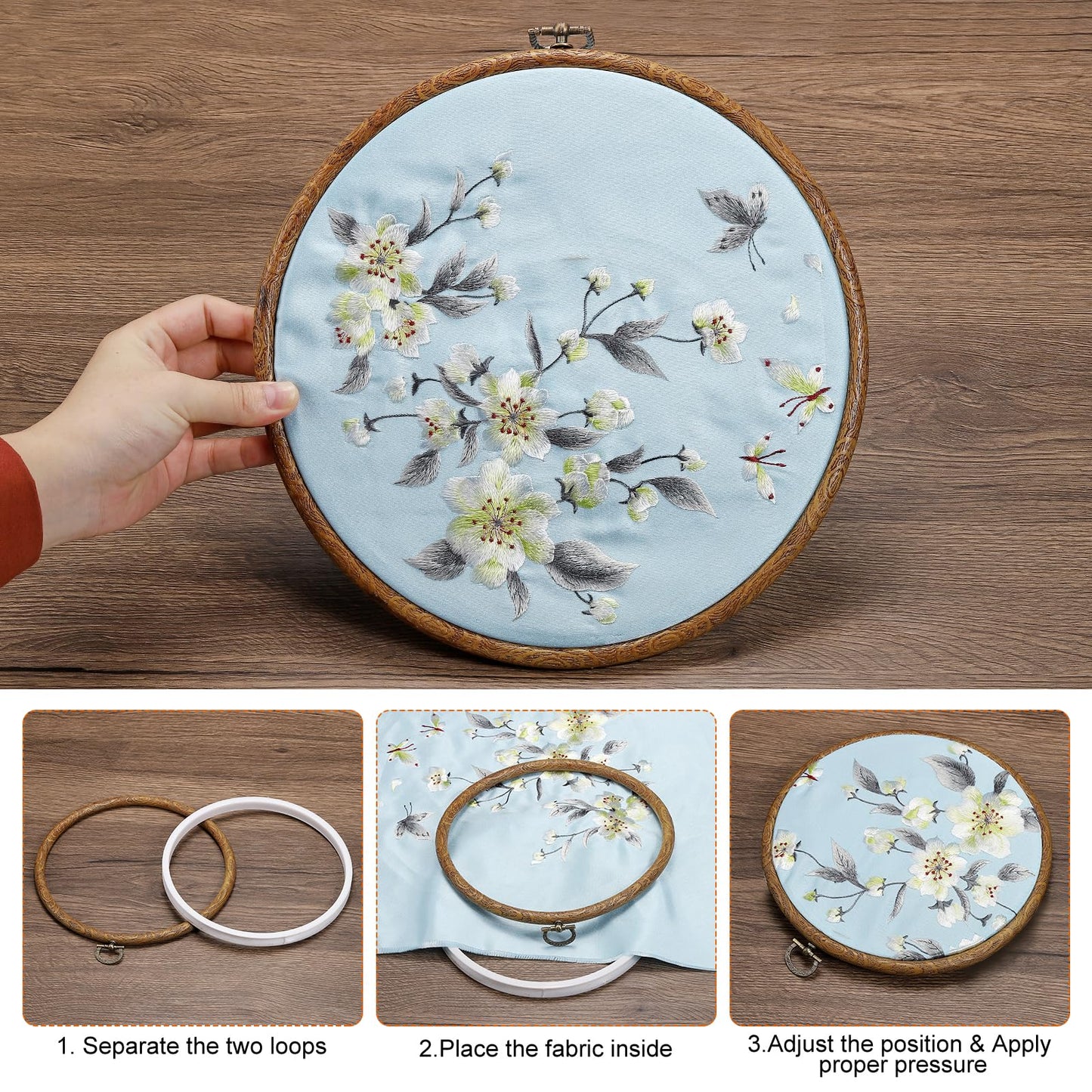 PATIKIL 6x4.7inch Embroidery Hoops, 5Pieces Imitated Wood Oval Frame Cross Stitch Hoop Ring for Embroidery Art Craft Sewing Ornaments Hanging Decoration