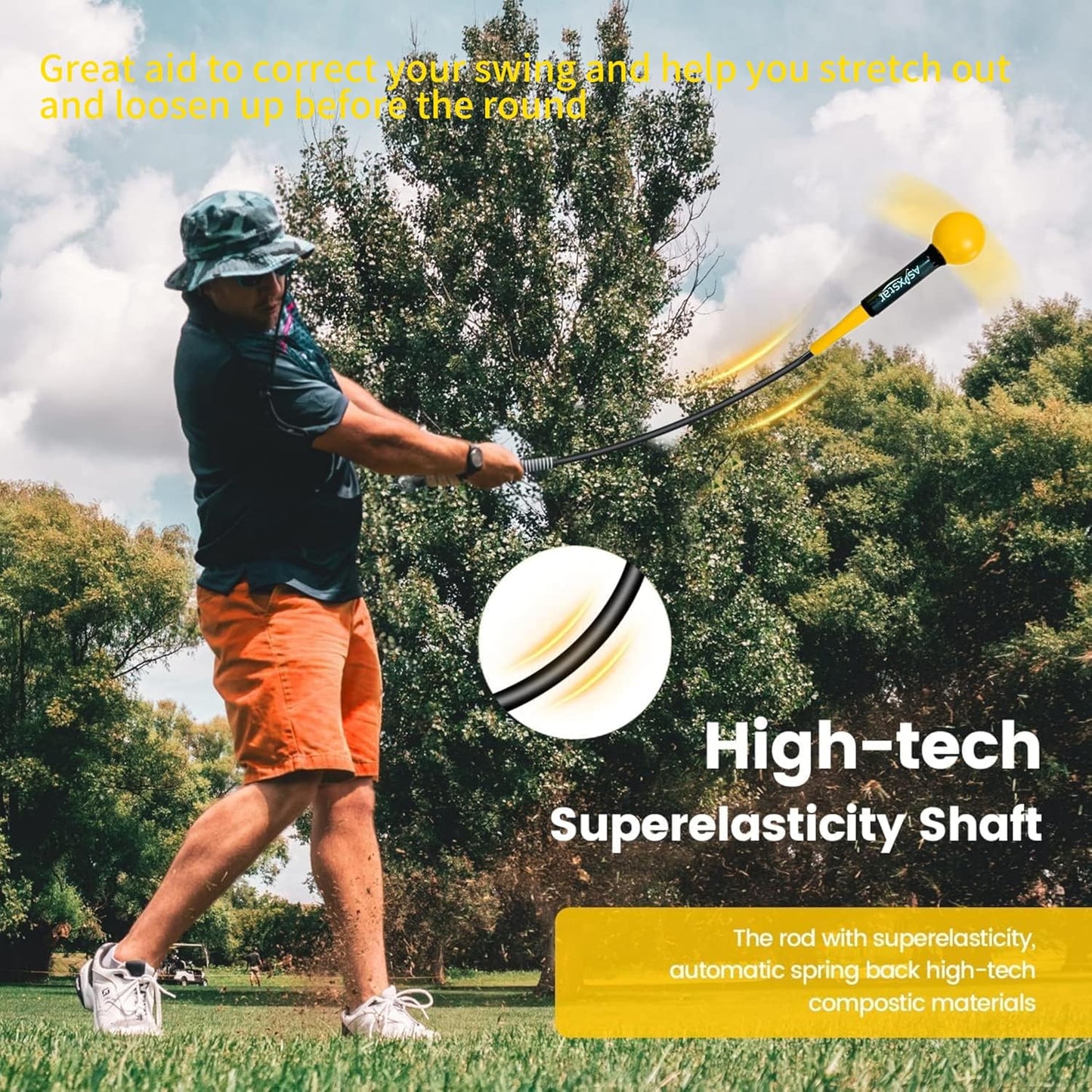 Golf Swing Trainer Aid - Power Flex Golf Swing Training aid for Strength and Tempo Golf Swing Speed Trainer Golf Training aid Golf Warm up Stick