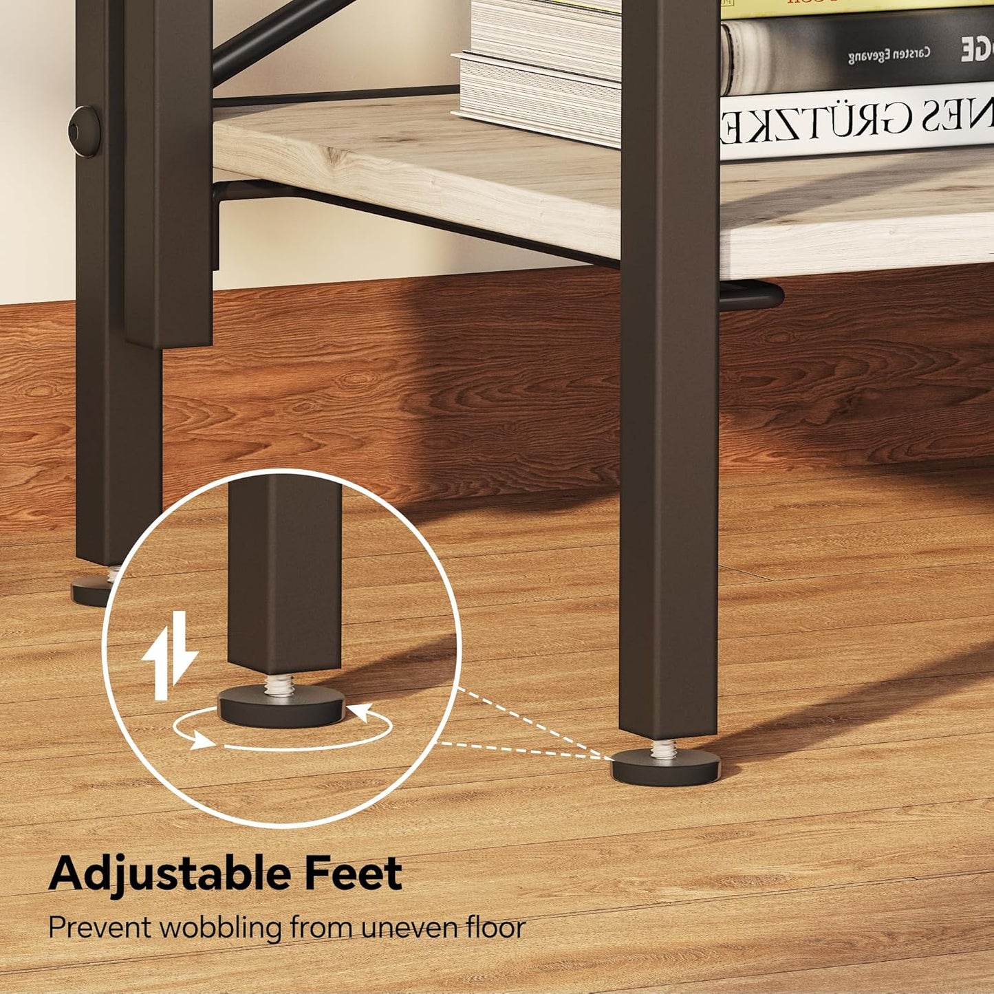 Folding Bookshelf,5 Tier Bookcase Foldable Shelf with X-Bracket Design, Adjustable Feet, Space Saving Storage for Living Room, Office