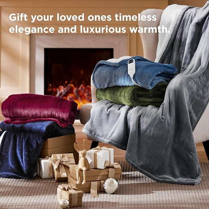 Bedsure Electric Blanket Full Size - Soft Flannel Heated Blanket, Fast Heating with 10 Time Settings & 6 Heat Settings, Warm Gift for Grandma (72x84 inches, Taupe)