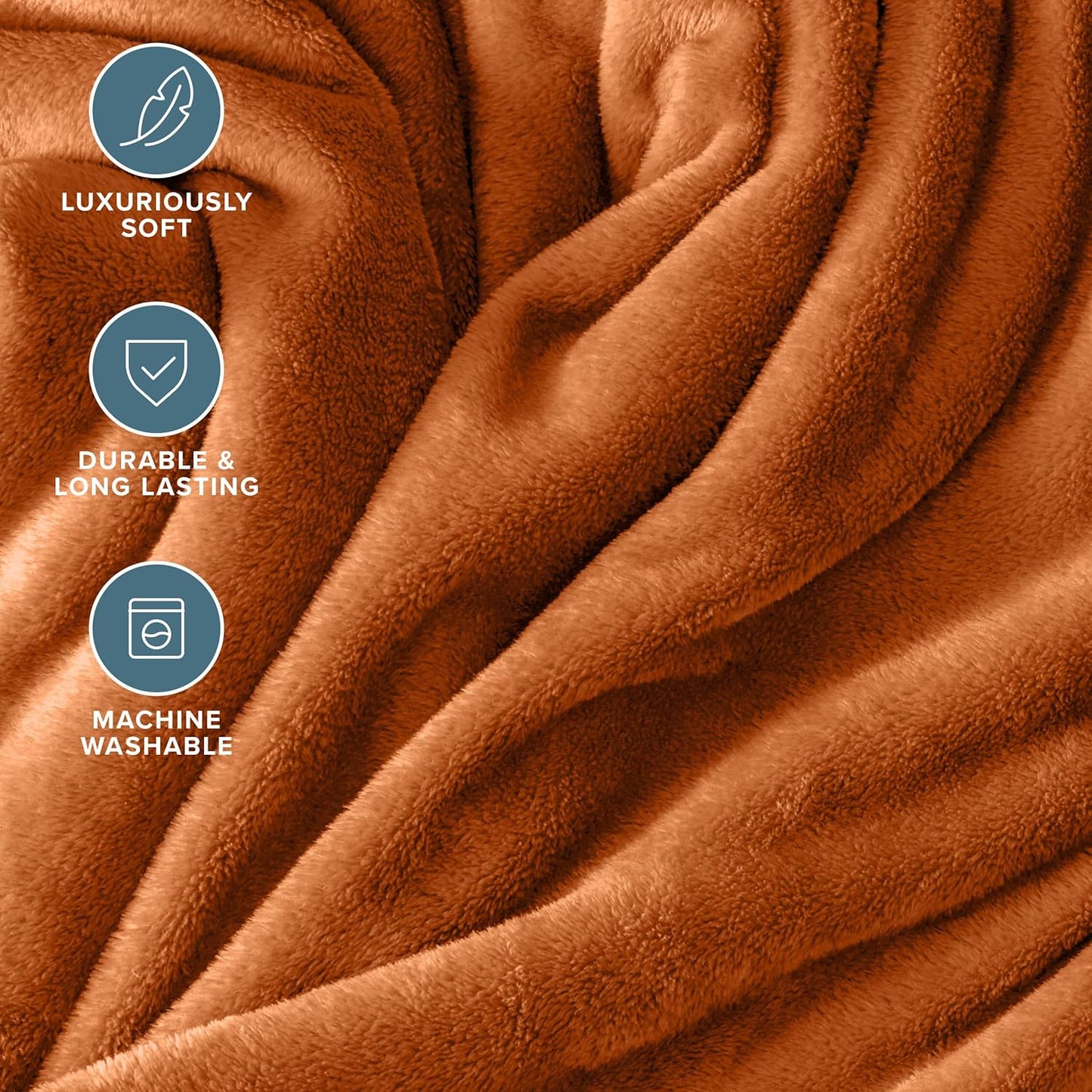 Bare Home Fleece Blanket - Full/Queen - Ultra-Soft Lightweight for Bed, Sofa, and Couch - Luxury Microplush - Cozy Warm Blanket (Full/Queen, Sienna)