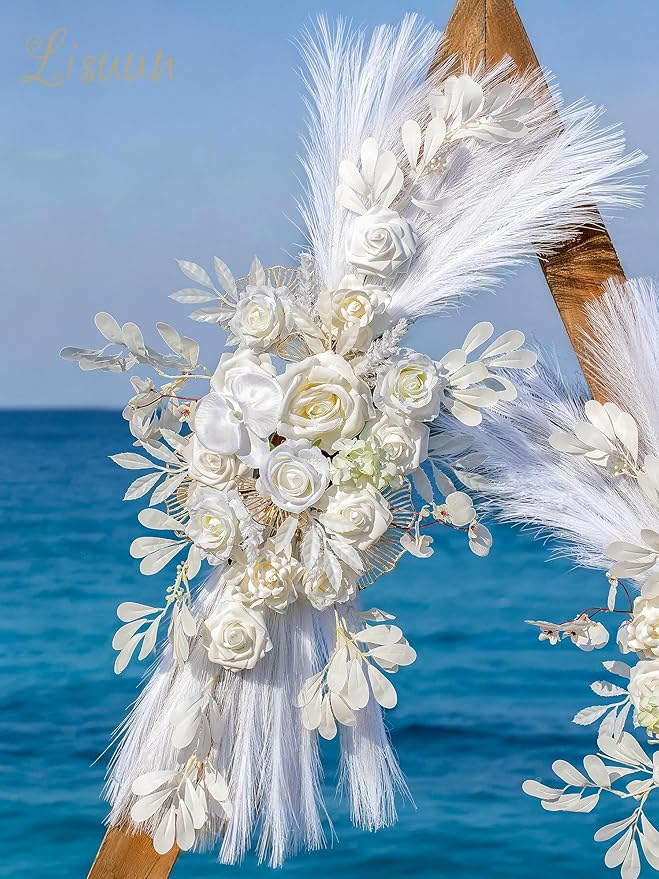 Wedding Arch Flowers, Artificial Flowers for Decoration, Large Flower Swag for Boho Styles Wedding Ceremony Floral Decor - Pack of 2