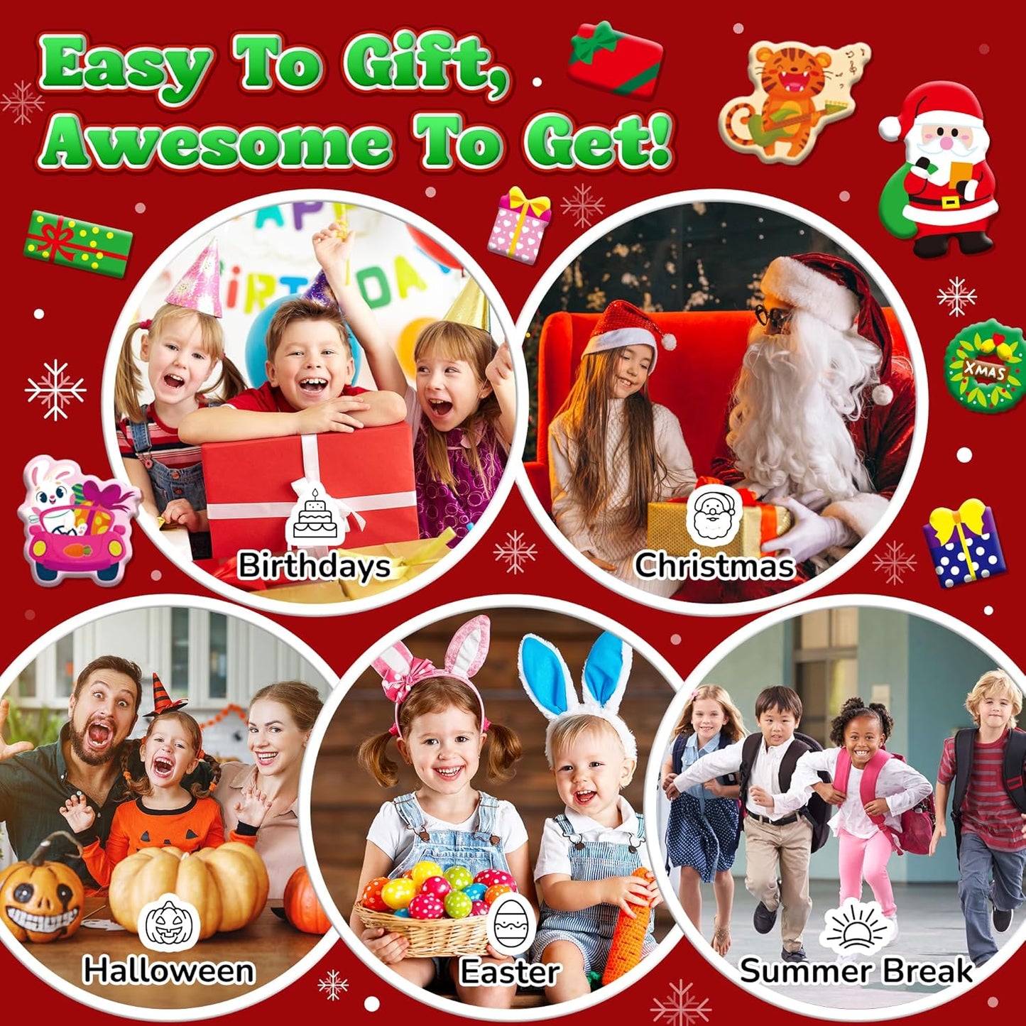 Puffy Stickers for Kids Toddlers,Christmas 3D Sticker Variety Pack, 4000+ Unique Cute Christmas Sticker,80 Different Sheets Kid-Stickers Bulk, Mini Party Favor for Girls Boy Gifts,Teachers Reward Gift