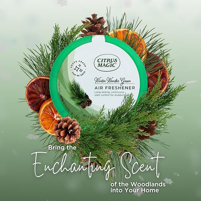 Citrus Magic Holiday Odor Absorbing Solid Air Freshener, Winter Wonder Green, 7-Ounce, Pack of 12