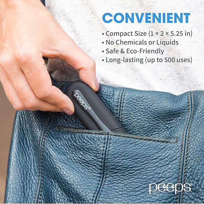 CarbonKlean Peeps Glasses Cleaner - for Eyeglasses, Reading Glasses, and More - Lens Cleaner with Carbon Microfiber Tech - Soft Touch Blue - 3 Count
