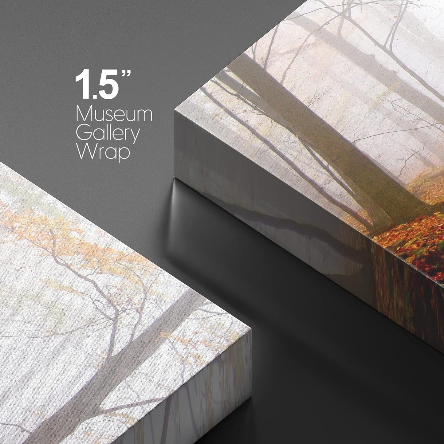 wall26 Canvas Print Wall Art Foggy Autumn Forest Path with Orange Leaves Nature Wilderness Photography Modern Art Rustic Scenic Colorful Multicolor for Living Room, Bedroom, Office - 12"x18"
