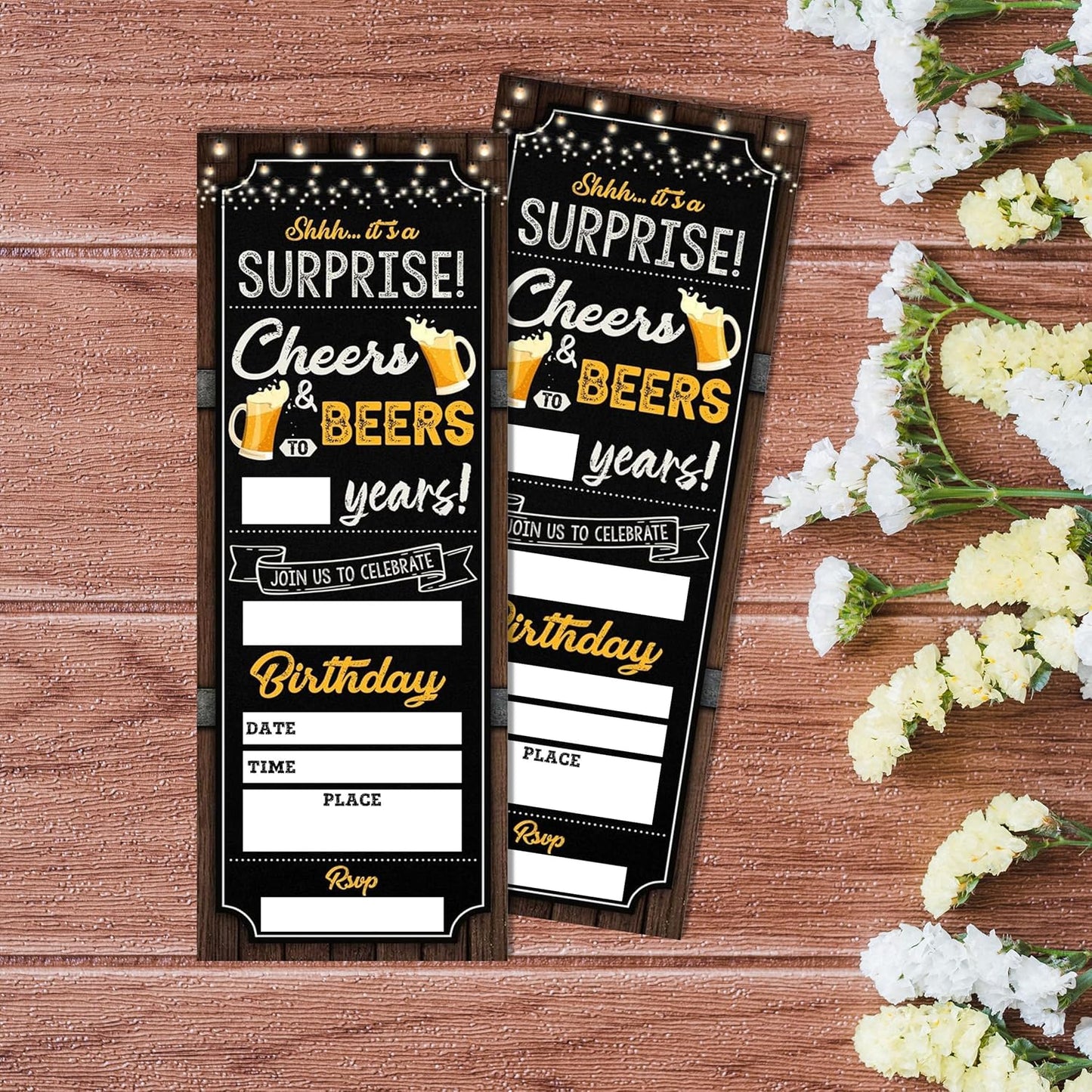 Cheers And Beers Birthday Invitation-Beers Ticket Invite Cards with Envelopes for Adults-3x8 inch Birthday Card-Party Favor & Supplies (20 Packs)-A21